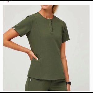 Figs Scrubs KASANE Olive Green Top (M)